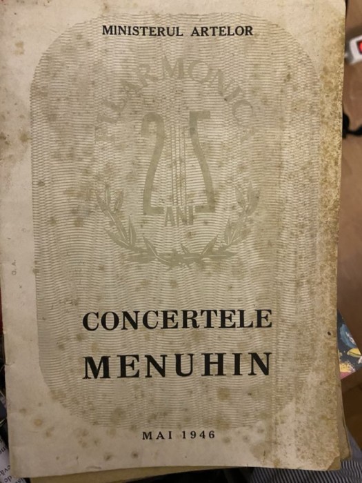 1946 Concert simfonic Jehudi Menuhin dirijata de George Enescu Societatea Romana de radiodifuziune