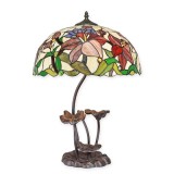 Lampa de masa Tiffany cu flori si picior metal TA-161