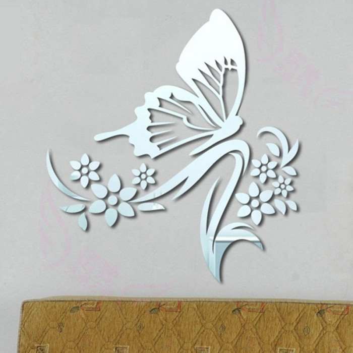 Hollow Butterfly Flower Mirror Wall Art