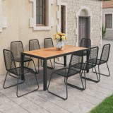 vidaXL Set mobilier de grădină, 9 piese, negru și maro, ratan PVC 3060129