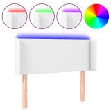 Cumpara ieftin Tablie de pat cu LED, alb, 93x16x78/88 cm, piele ecologica