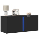 Cumpara ieftin Dulap TV de perete cu lumini LED negru 80x31x35 cm