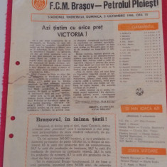 Program meci fotbal FCM BRASOV - PETROLUL PLOIESTI (05.10.1986)