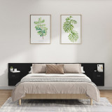 VidaXL Tăblie de pat cu dulapuri, negru, lemn prelucrat