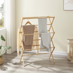 Uscator rufe, en.casa, PXLR-0124 Grinau, 128 x 72 x 44 cm, bambus, natur, pliabil, cu 11 bare HausGarden Leisure foto