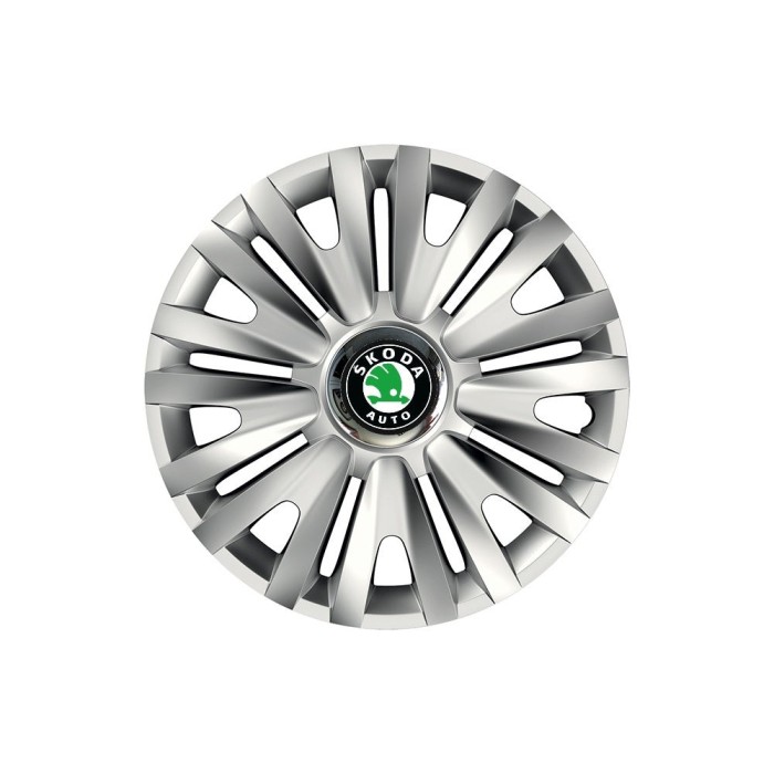 Set 4 capace roti Cu Inel Cromat Royal R16 Compatibil Cu Skoda