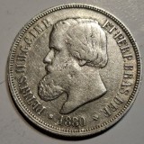 Brazilia 1000 reis 1880 argint (tiraj 20.000) Pedro II
