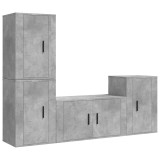 Cumpara ieftin Set dulap TV, 4 piese, gri beton, lemn prelucrat