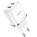 Incarcator Retea USB HOCO N4, 2 X USB, 2.4A, Alb