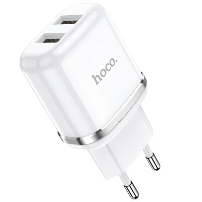 Incarcator Retea USB HOCO N4, 2 X USB, 2.4A, Alb foto