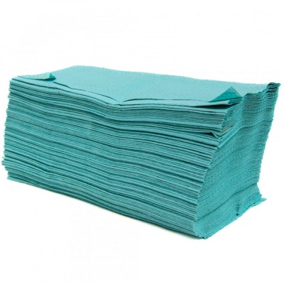 Prosoape Pliate Verzi, V fold, 1 Strat, Reciclat, 200buc pac foto