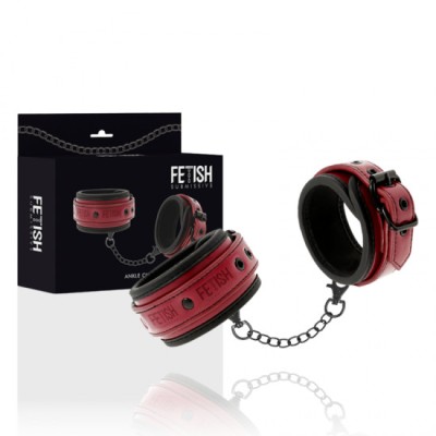 FETISH SUBMISSIVE DARK ROOM - VEGAN LEATHER ANKLE HANDCUFFS WITH NEOPRENE LINING foto