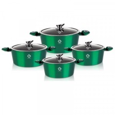 Set 4 Cratite Inductie Aluminiu Marmorate cu Capace Grunberg GR2716V foto