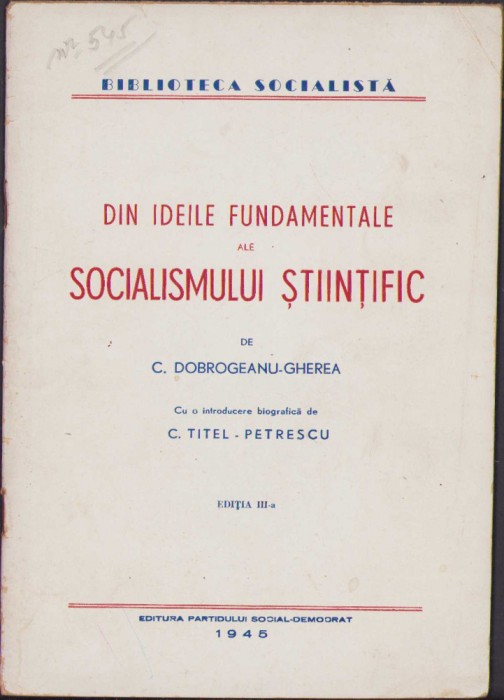 HST C418 Din ideile fundamentale ale socialismului științific 1945
