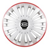 Cumpara ieftin Set 4 Capace Roti, potrivite jantelor de R16, pentru Kia, model falcon argintiu cu rama rosie, Autohelix MSA