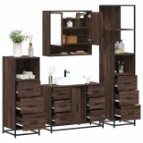 Gossi set de mobilier de baie din 4 piese din lemn de stejar maro