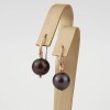 Cercei perle negre argint 925 placat aur roz Fabia Special Plus, handmade Italia, 3cm, cutie cadou