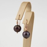 Cumpara ieftin Cercei cu perle negre Fabia, argint 925 placat aur roz, 10-11mm, Made in Italy