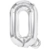 Balon folie metalizata litera q, flippy, 80 cm, umflati cu heliu sau aer, ambalaj individual, pai inclus, argintiu