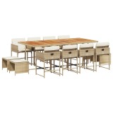 Cumpara ieftin Set mobilier de gradina cu perne, 13 piese, bej, poliratan
