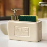 Dispenser pentru Detergent de Vase cu Suport pentru Burete Crem, CMCLASS