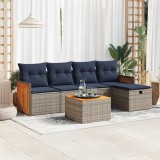 vidaXL Set mobilier grădină cu perne, 6 piese, gri, poliratan