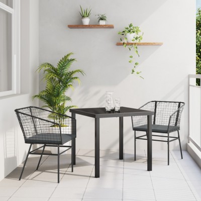vidaXL Set de 2 Negru și Gri &amp;Icirc;nchis Rattan PE, Oțel Vopsit Electrostatic foto