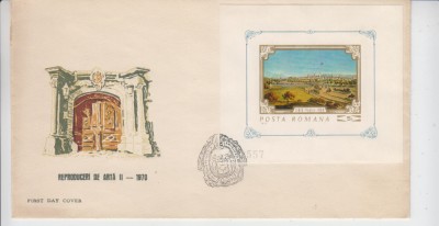 C12 - FDC Romania - Reproduceri de arta Simturile - Colita nedant - LP752 - 1970 foto