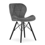 Cumpara ieftin Scaun stil scandinav, Artool, Lago Velvet, catifea, lemn, gri si negru, 47x52x73.5 cm