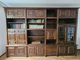 Vand biblioteca lemn masiv - lungime 300 cm si 6 scaune