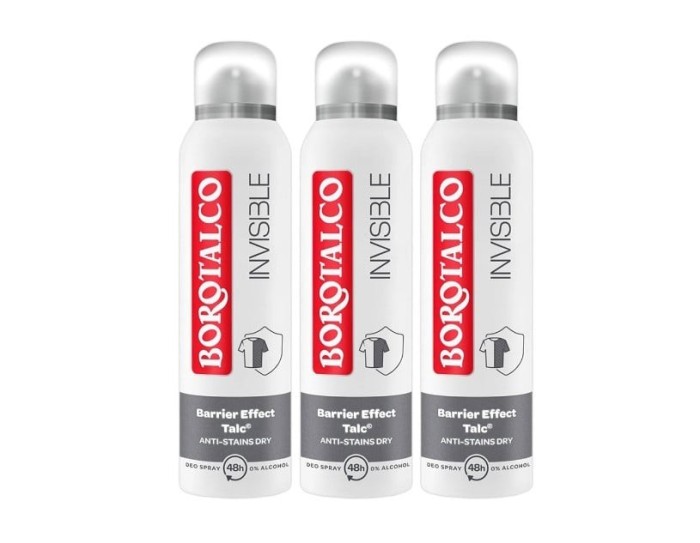 Pachet 3 x Deodorant Spray Borotalco, Invisible, 150 ml