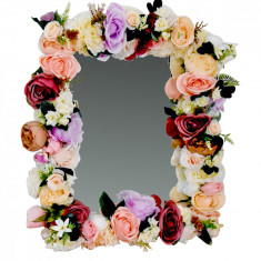Oglinda miresei lucrata cu flori de matase, 40&amp;amp;#215;60 cm &amp;amp;#8211; FEIS001 foto