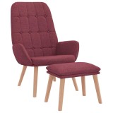 Cumpara ieftin Scaun de relaxare cu taburet, rosu vin, textil
