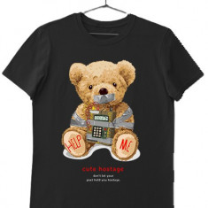 Tricou barbati, Teddy Bear " Cute Hostage " Negru, marime XL