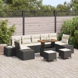 vidaXL Set de canapele pentru grădină 10 pcs Negru Rattan poli