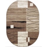 Cumpara ieftin Covor Oval Model Luna 1805-12, Marime 60 x 110 cm, Bej, Maro, Inaltime Fir 6 mm, Antialergic, Polipropilena, Living, Dormitor, Sufragerie, Birou
