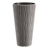 Ghiveci decorativ de flori, rotund, inalt, gri, 11/37 L, 34.9x62 cm, Sandy Slim, Prosperplast