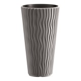 Cumpara ieftin Ghiveci decorativ de flori, rotund, inalt, gri, 11/37 L, 34.9x62 cm, Sandy Slim, Prosperplast