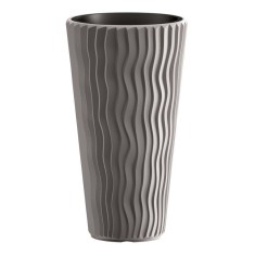 Ghiveci decorativ de flori, rotund, inalt, gri, 11/37 L, 34.9x62 cm, Sandy Slim, Prosperplast