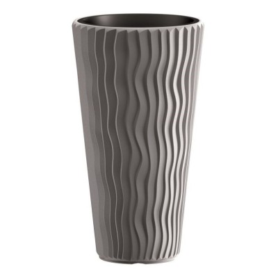 Ghiveci decorativ de flori, rotund, inalt, gri, 11/37 L, 34.9x62 cm, Sandy Slim, Prosperplast foto