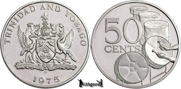 1975 FM, 50 Cents - Elisabeta a II-a - Trinidad şi Tobago | KM 22 | PROOF