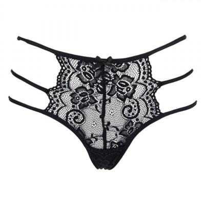 Chilot Dama String, Model Dantela, Negru, Siret Triplu, One Size foto