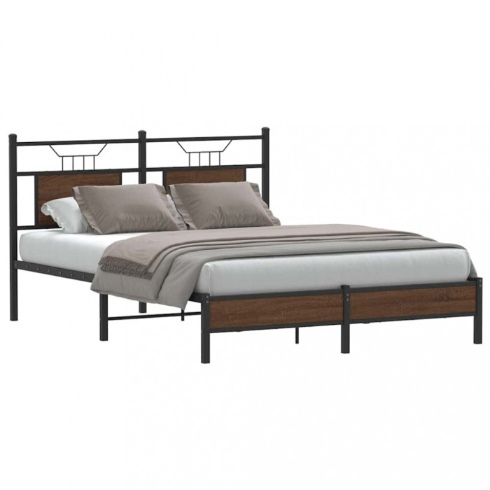 vidaXL Cadru pat fără saltea stejar maro 150x200 cm lemn prelucrat 4107000