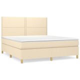 Cumpara ieftin Pat continental cu saltea, crem, 180x200 cm, textil