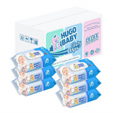 Servetele umede Hugo Baby, cu emoliant, 6 pachete x 90, 540 buc, pachet albastru