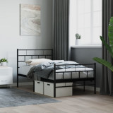 VidaXL Cadru pat metalic cu tăblii de cap/picioare, negru, 90x190 cm