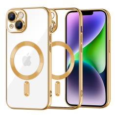 Husa premium iPhone 14 Plus Techsuit Luxury Crystal MagSafe, auriu foto