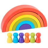 Joc tip PUZZLE Curcubeul Magic, Montessori, lemn, 7 piese, 7 pitici, multicolor, 2-4 ani, Unisex