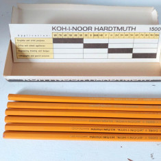 Cutie veche creioane Koh-I-Noor Hardtmuth cu 6 creioane 1500 2B nefolosite
