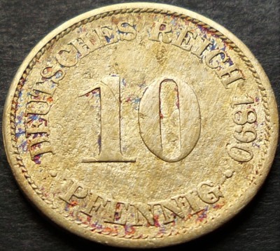 Moned istorica 10 PFENNIG - GERMANIA, anul 1890 * cod 872 - Litera A foto